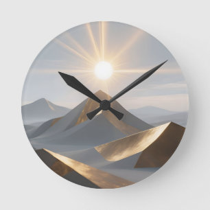 Reloj Redondo Mediano Picos del Desierto Amanecer Dorado