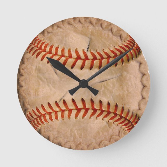 Reloj Redondo Mediano Pie de manzana de béisbol (Anverso)