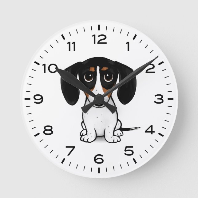 Reloj Redondo Mediano Piebald Dachshund Cute Wiener Dog (Anverso)