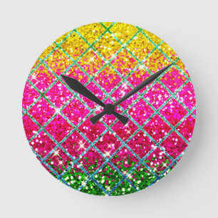 Reloj Redondo Mediano Piel de serpiente rosa purpurina