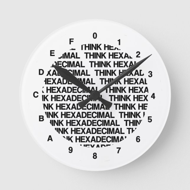 Reloj Redondo Mediano Piensa en Hexadecimal (Humor Geek de la Plantilla  (Anverso)