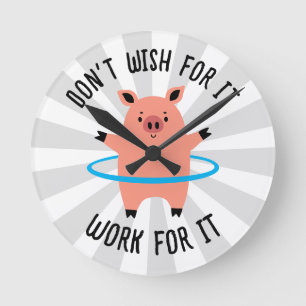 Reloj Redondo Mediano Pig Hula Hoop