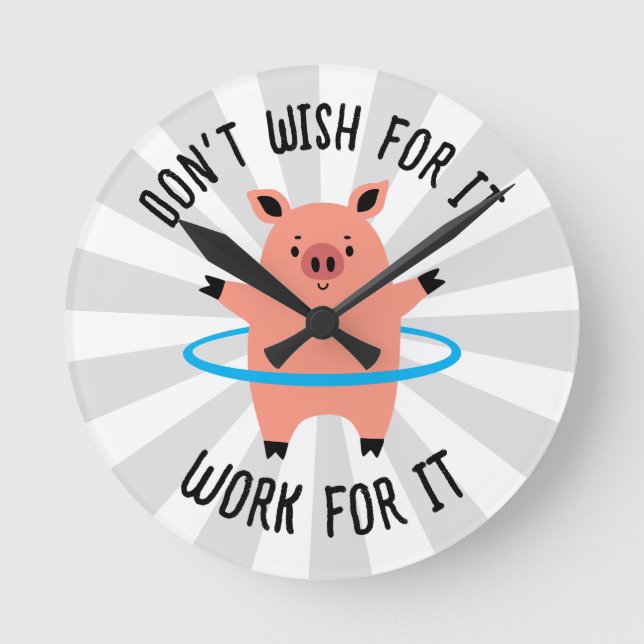 Reloj Redondo Mediano Pig Hula Hoop (Anverso)