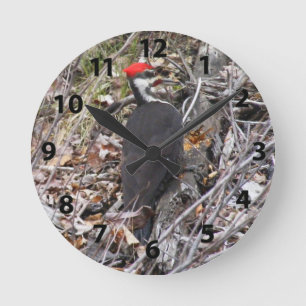 Reloj Redondo Mediano Pileated Woodpecker Pecking Wall Clock