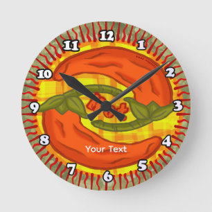Reloj Redondo Mediano Pimiento picante yin yang