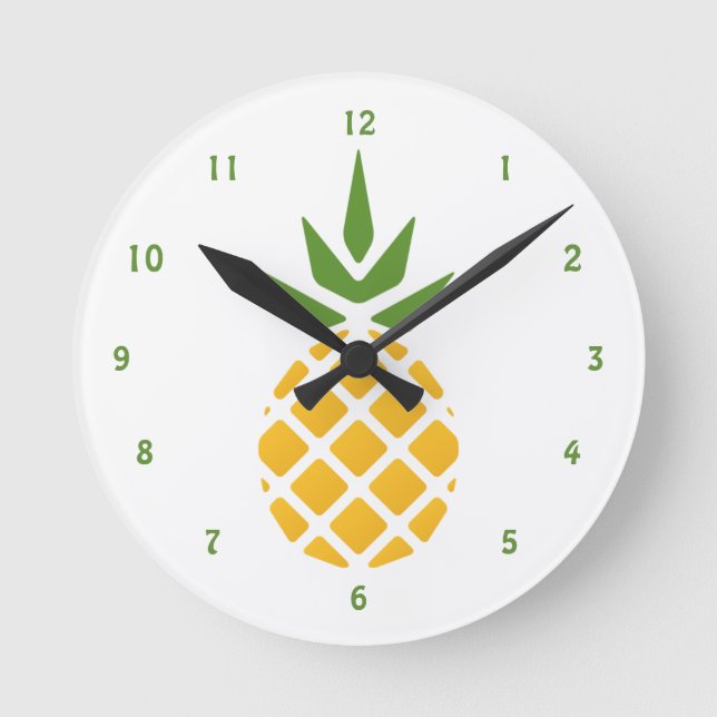 Reloj Redondo Mediano Piña de Hawái amarilla (Anverso)