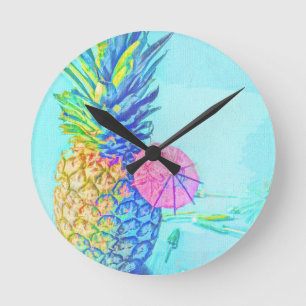 Reloj Redondo Mediano Piña Tropical
