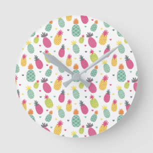 Reloj Redondo Mediano Piña tropical brillante divertida