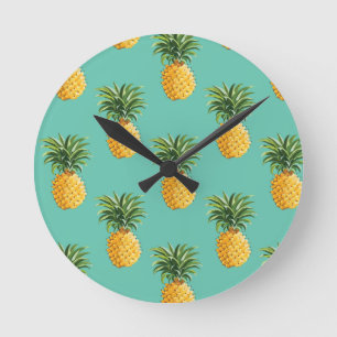 Reloj Redondo Mediano Piñas tropicales en trullo