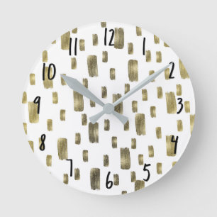 Reloj Redondo Mediano Pincel de pintura moderno dorado cobre bronce dest