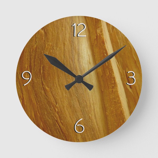 Reloj Redondo Mediano Pine Wood II Faux Wooden Textura (Anverso)