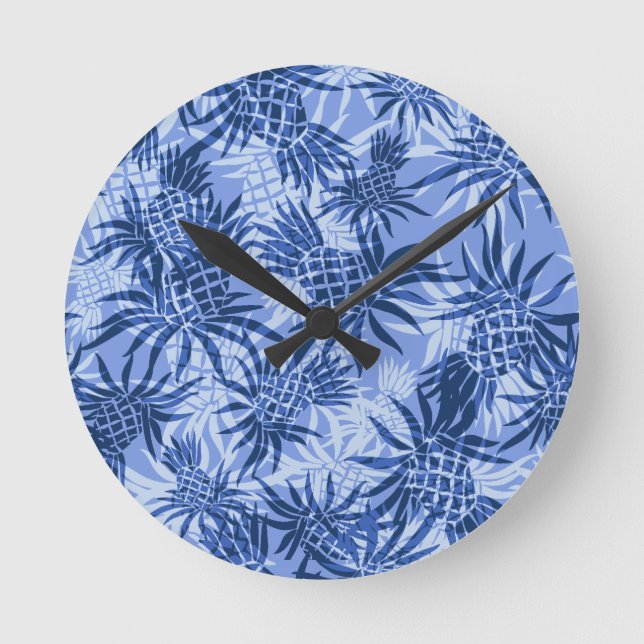Reloj Redondo Mediano Pineapple Camo Hawaiian Wall Clocks (Anverso)