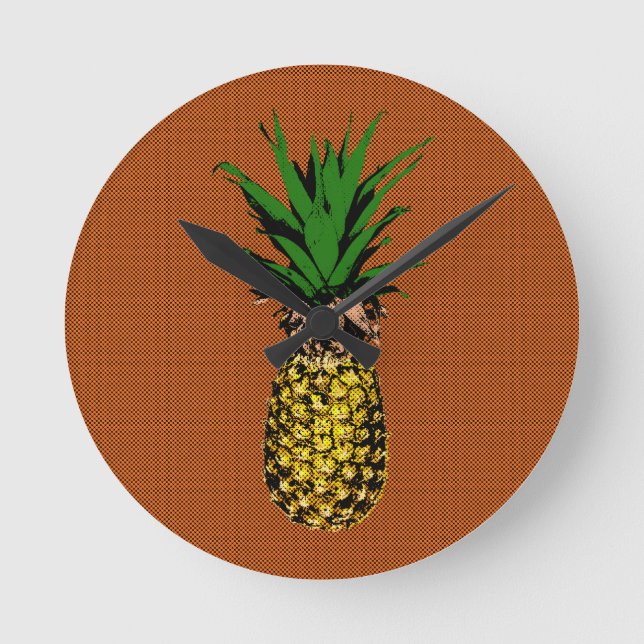 Reloj Redondo Mediano Pineapple Newsprint (Anverso)