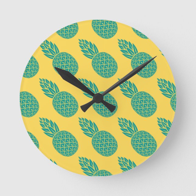 Reloj Redondo Mediano Pineapple Pattern (Anverso)