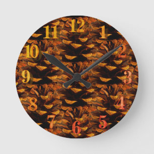 Reloj Redondo Mediano Pinecone pattern rustic fall nature