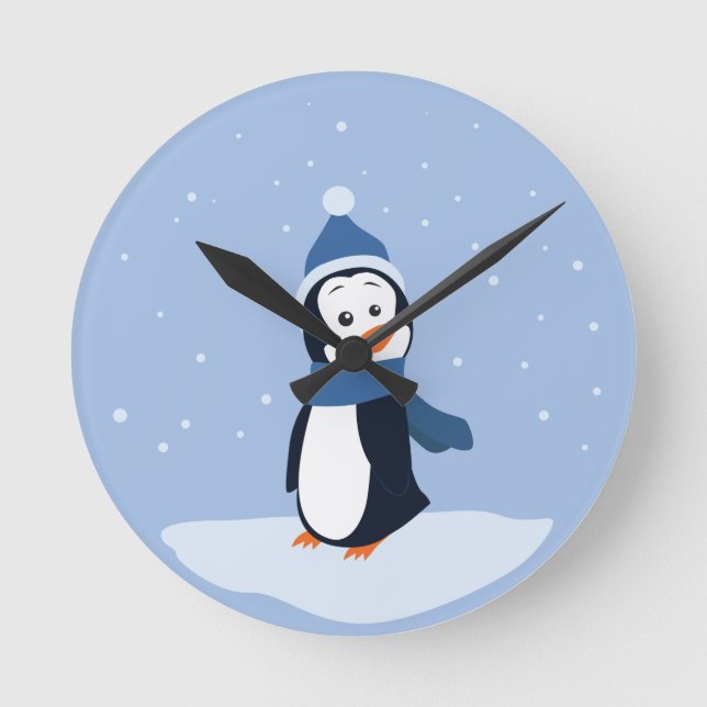 Reloj Redondo Mediano Pingüino (Anverso)