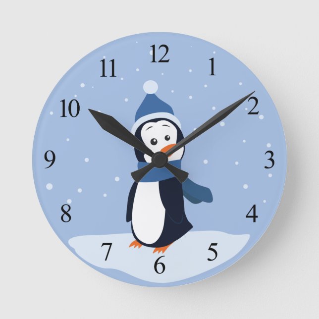Reloj Redondo Mediano Pingüino (con números) (Anverso)