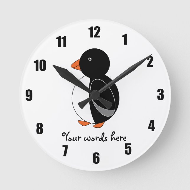 Reloj Redondo Mediano Pingüino cutáneo (Anverso)
