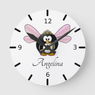 Reloj Redondo Mediano Pingüino de Hada Adorable
