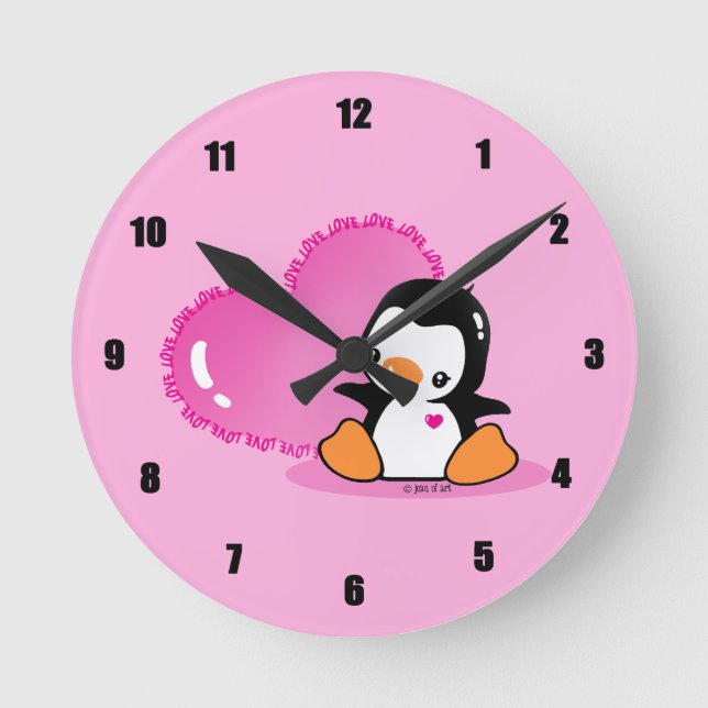Reloj Redondo Mediano Pingüino lindo (Anverso)