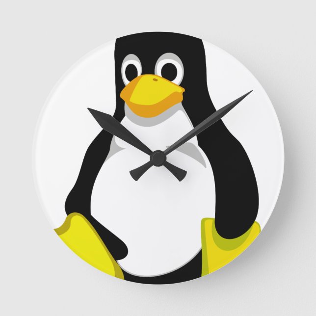Reloj Redondo Mediano Pingüino Linux Tux (Anverso)