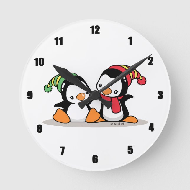 Reloj Redondo Mediano Pingüinos (Anverso)