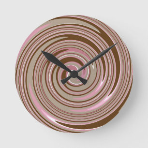 Reloj Redondo Mediano Pink and brown swirl pattern