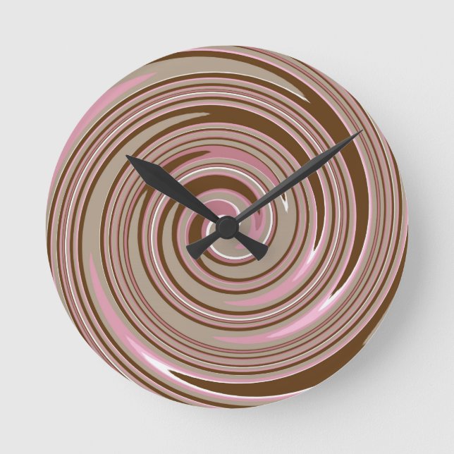Reloj Redondo Mediano Pink and brown swirl pattern (Anverso)