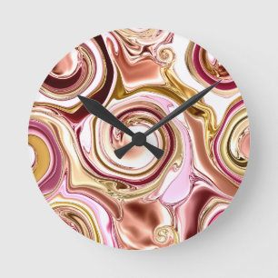 Reloj Redondo Mediano Pink and Gold Swirls