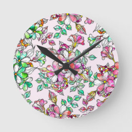 Reloj Redondo Mediano Pink and green flowers
