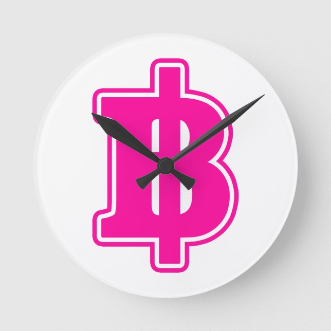 Reloj Redondo Mediano PINK BAHT SIGN ฿ Thai Money Currency ฿ (Anverso)