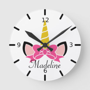 Reloj Redondo Mediano Pink Bow Unicorn