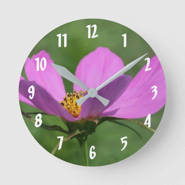 Reloj Redondo Mediano Pink Cosmos Flower Up Close (Anverso)