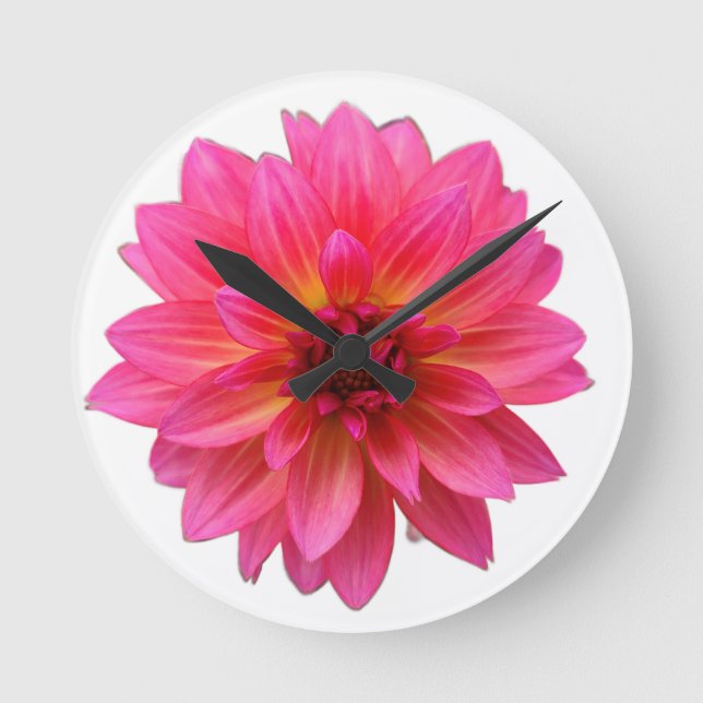 Reloj Redondo Mediano Pink Dahlia Clock (Anverso)