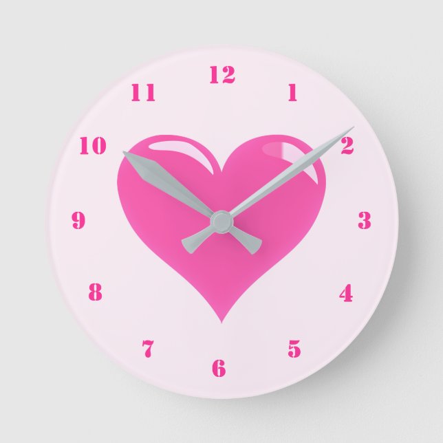 Reloj Redondo Mediano Pink Heart Clock (Anverso)