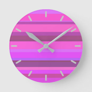 Reloj Redondo Mediano Pink horizontal stripes