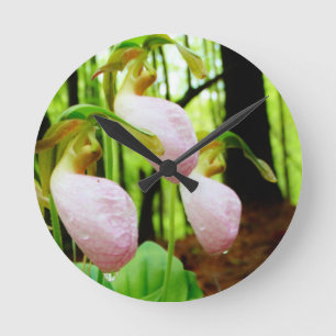 Reloj Redondo Mediano Pink Lady Slipper Wild Orchid