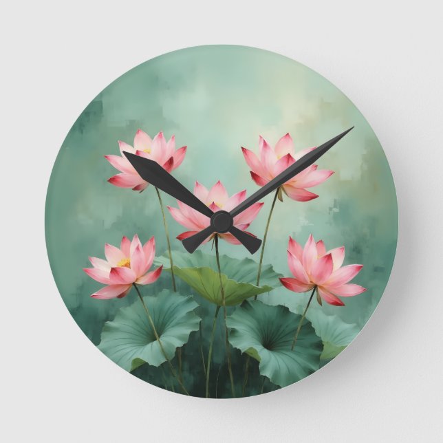 Reloj Redondo Mediano Pink Lotus Artwork  (Anverso)