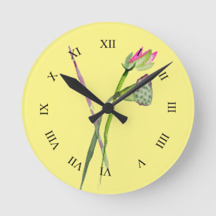 Reloj Redondo Mediano Pink Lotus Zen flower Buddhist Art
