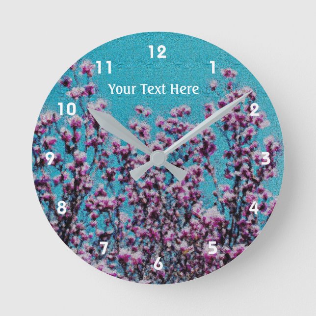 Reloj Redondo Mediano Pink Magnolia Blossoms Flower Art (Anverso)