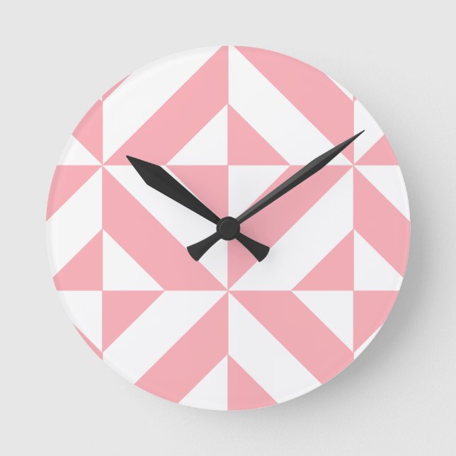 Reloj Redondo Mediano Pink Melon Geometric Deco Cube Pattern (Anverso)