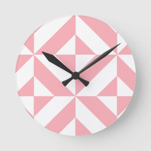 Reloj Redondo Mediano Pink Melon Geometric Deco Cube Pattern