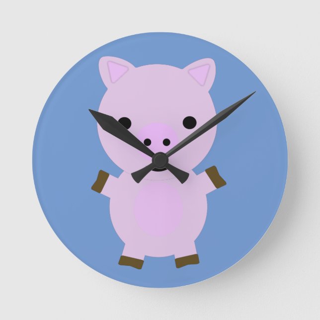 Reloj Redondo Mediano Pink Piggy (Anverso)