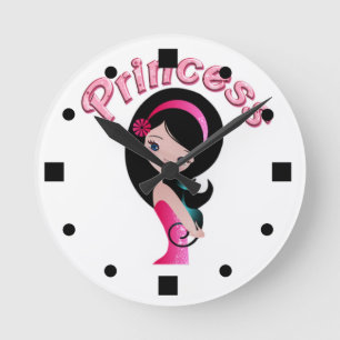 Reloj Redondo Mediano Pink Retro Princess Wall Clock