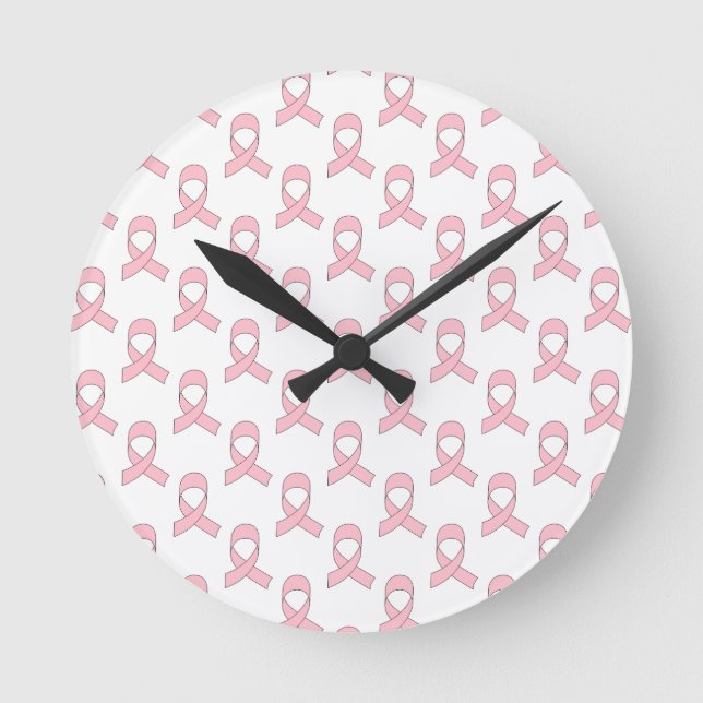 Reloj Redondo Mediano Pink Ribbon Pattern (Anverso)