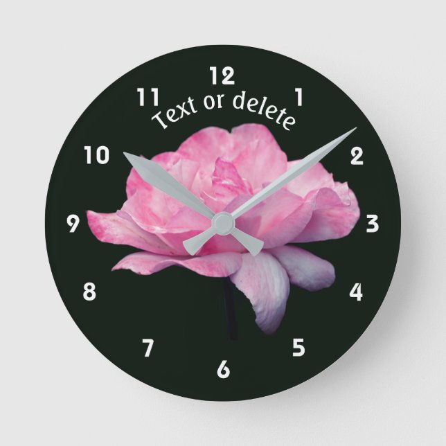 Reloj Redondo Mediano Pink Rose Flower Personalized (Anverso)