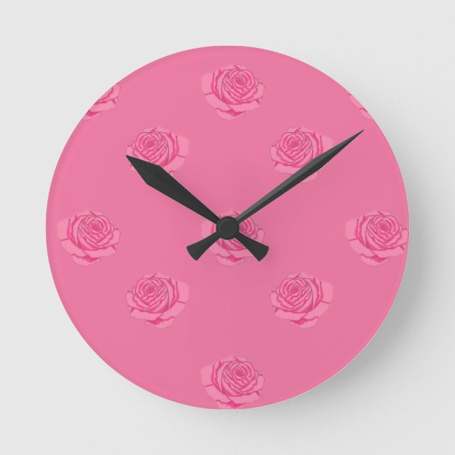Reloj Redondo Mediano Pink roses (Anverso)