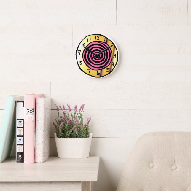 Reloj Redondo Mediano Pink Spiral Wonderland Clock (Sala de lectura)