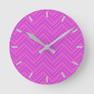 Reloj Redondo Mediano Pink stripes double weave pattern