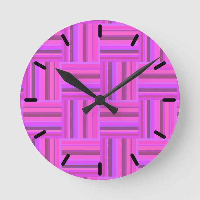Reloj Redondo Mediano Pink stripes weave pattern (Anverso)
